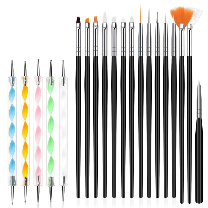 URAQT 20 Stück Nagel Pinsel Set, Nageldesign-Stifte Brush, Acryl Nagel Kunst Pinsel, Nagelbürste Professionell Malerei Pen Für Gelnägel Uv-Gel Nageldesign Nail Art