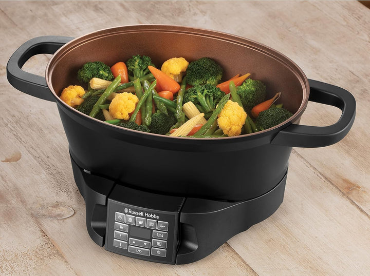 Russell Hobbs Multikocher 6,5L [Digitales Display] 8 Kochfunktionen (Slow Cooker, Dampfgarer, Reiskocher, Bräter, Sous Vide Garer, Kocher, Warmhaltebehälter, Schongarer) Spülmaschinengeeignet 28270-56