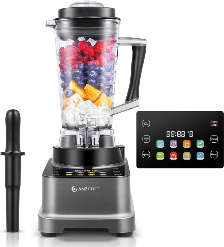 Blender AMZCHEF, 8 meniuri inteligente și 10 viteze, ecran tactil LCD