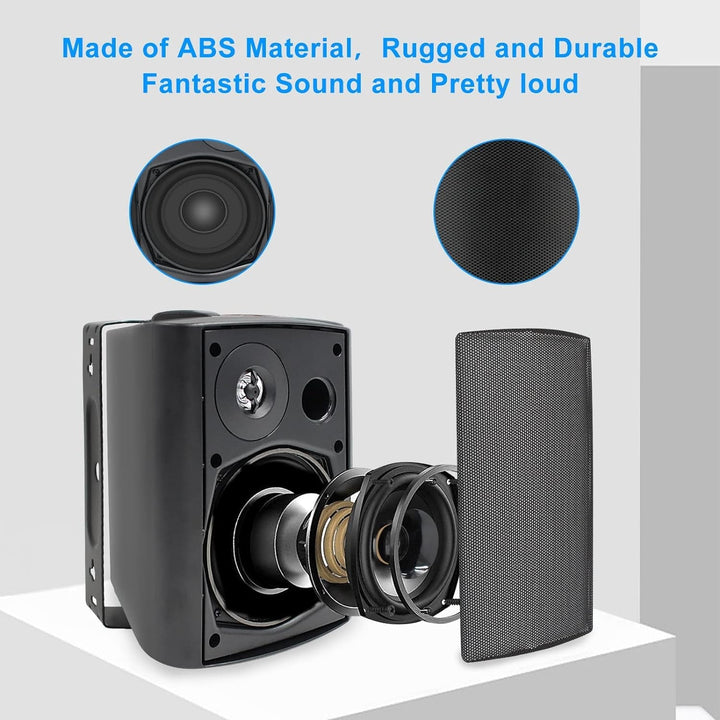 Herdio 5,25 Zoll Außenlautsprecher Wasserdicht Verdrahtet 600Watt Wandmontage-Outdoor Lautsprecher Superior Stereo Dome Tweeter Allwetter Für Indoor- Outdoor Patio Porch (4 Schwarze Lautsprecher)