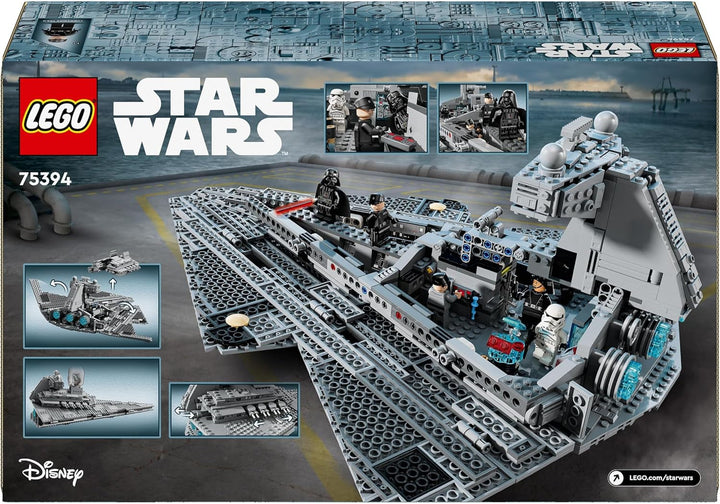 LEGO Star Wars Imperial Star Destroyer, Set navă stelară, Jucărie de construcție, Playset cu Darth Vader și Cal Kestis, Cadou de ziua de naștere pentru băieți, fete și fani 75394