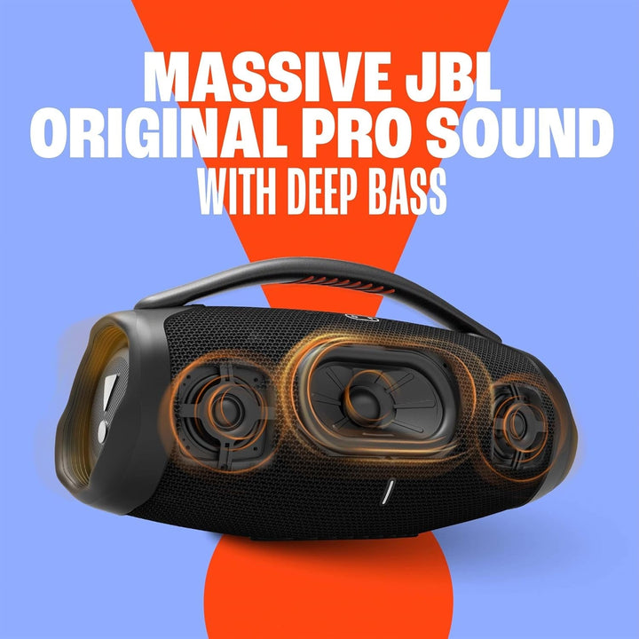JBL Boombox 3 Wifi - Difuzor wireless cu Bluetooth și Wifi - Compatibil cu aplicația JBL One - Timp de redare de 24 de ore - Rezistent la apă și praf - Powerbank integrat - Negru