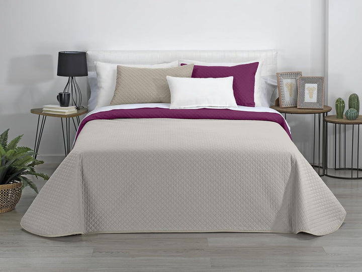 AVA | Cuvertură Reversibil Boutique | Pentru toate anotimpurile | Culoare - Gri/Fucsia | Pentru pat de 140/150/160 cm. pat. (250 X 270 Cm. Ancho X Alto) | Cuvertură cu matlasare