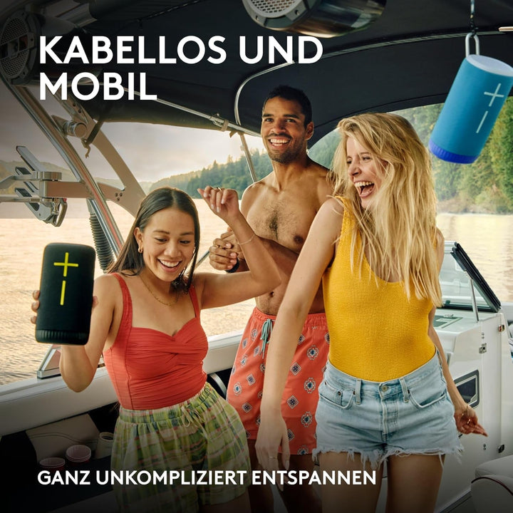 ULTIMATE EARS EVERBOOM Difuzor Bluetooth mobil fără fir, bas bogat, sunet imersiv la 360 de grade, difuzor plutitor rezistent la apă IP67, baterie reîncărcabilă până la 20 de ore, rază de acțiune 55 M - negru