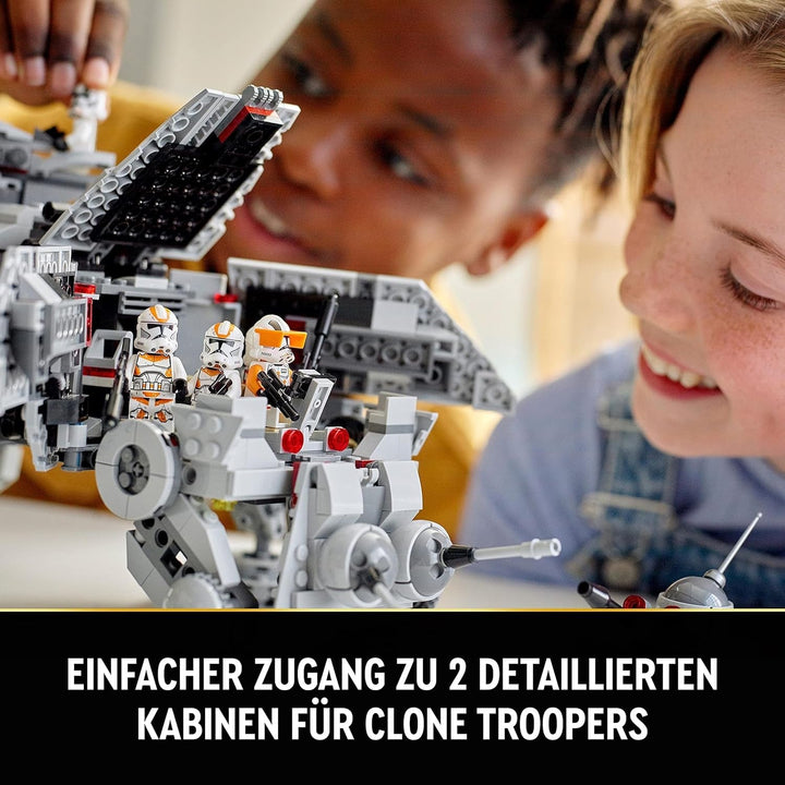 LEGO Star Wars At-Te Walker, model de jucărie mobil, set cu minifigurine, inclusiv 3 Clone Troopers, Droizi de luptă și Dwarf Spider Droid 75337