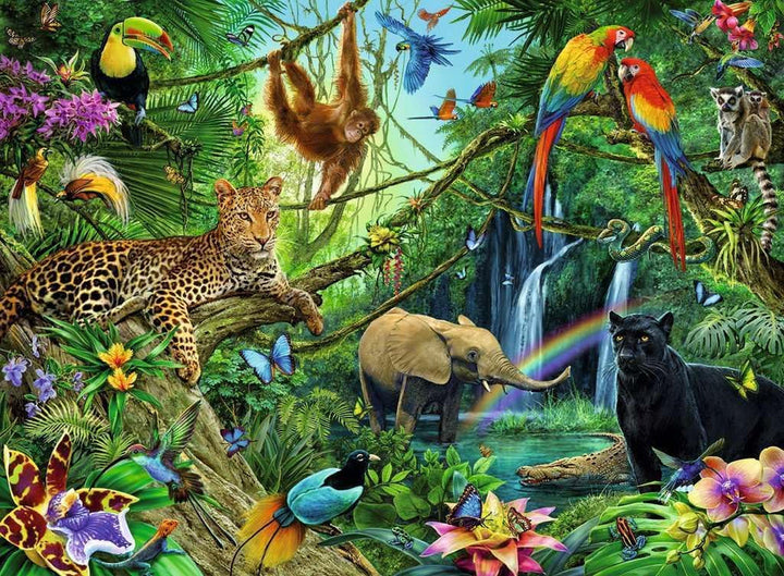 Ravensburger Puzzle pentru copii - 12660 Animale în junglă - Puzzle cu animale pentru copii de la 8 ani, cu 200 de piese în format Xxl
