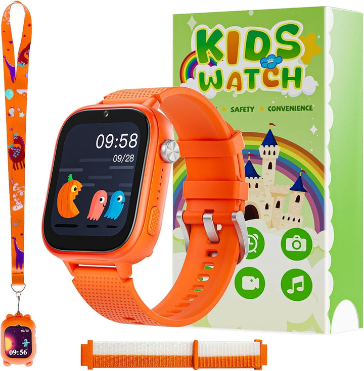 Smartwatch 4G pentru copii, smartwatch pentru copii cu GPS și telefon, ceas de mână pentru copii băiat fată, cu apel telefonic video, mesaje, mod școală, funcție SOS, cameră și pedometru (roz)