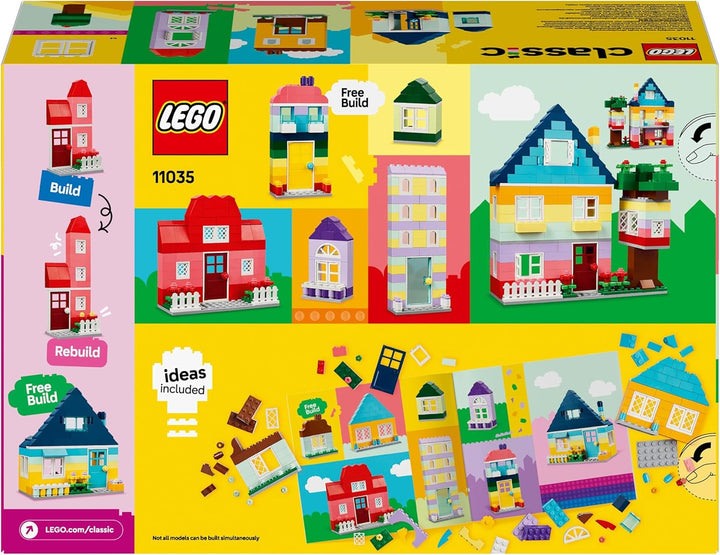 LEGO Classic Creative Houses, set de cărămizi de construcție pentru copii, jucărie de construcție cu 850 de cărămizi, jucărie de construit case cu accesorii, cadou pentru băieți și fete de la 4 ani 11035