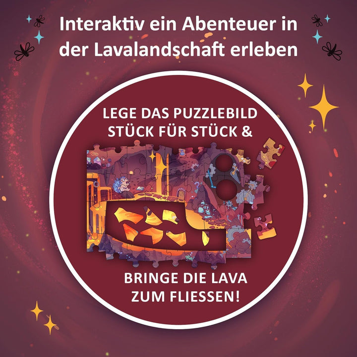 KOSMOS 684853 Puzzle de aventură în Den Tiefen Des Vulkans, 258 piese, Puzzle interactiv de aventură pentru copii cu vârsta de peste 8 ani, Descoperă o poveste de aventură cu fiecare piesă de puzzle