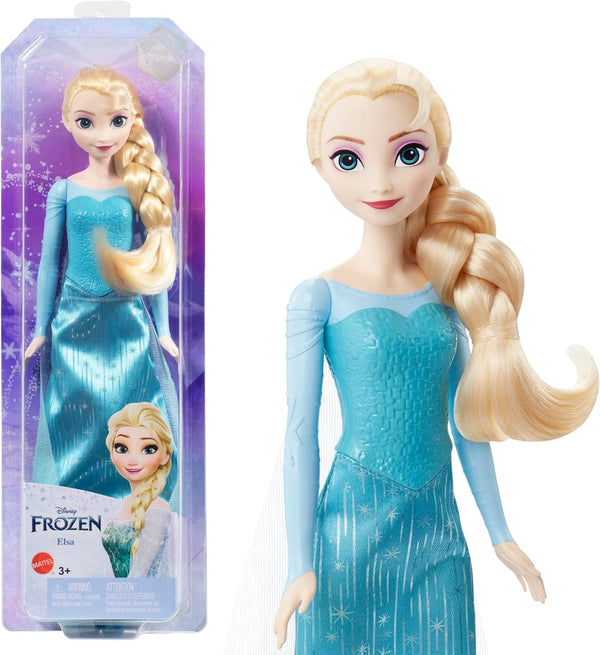 Mattel Disney The Ice Queen Elsa Doll, The Ice Queen Doll, păr blond pieptănat, mobilă, pantofi detașabili, cadouri Disney, jucării de la 3 ani, HLW47