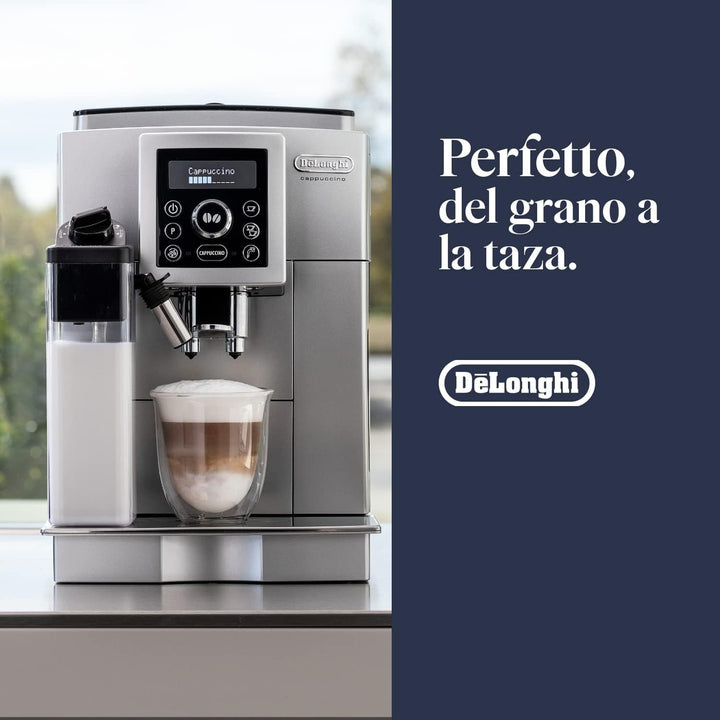 Aparat de cafea complet automat De'Longhi ECAM 23.460.SB (15 bar presiune, sistem automat cappuccino, rezervor de apă detașabil de 1,8 litri, panou LCD, curățare automată) argintiu/negru
