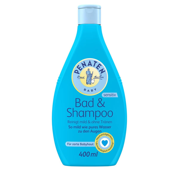 PENATEN baie și șampon (400 ml), baie și șampon blând pentru bebeluși formulat fără parabeni și coloranți, gel de duș și șampon pentru păr special dezvoltat pentru nou-născuți pentru pielea delicată a bebelușului