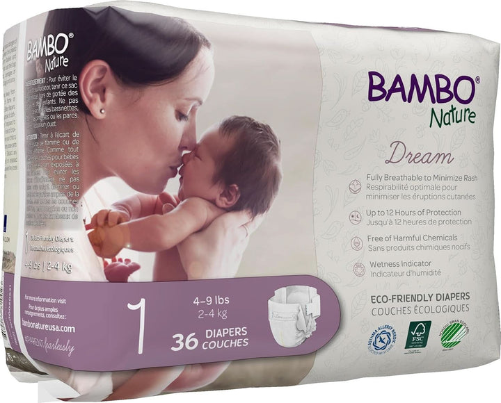Scutece Premium pentru bebeluși - ambalaj francez/englez, mărimea 1, 36 de bucăți