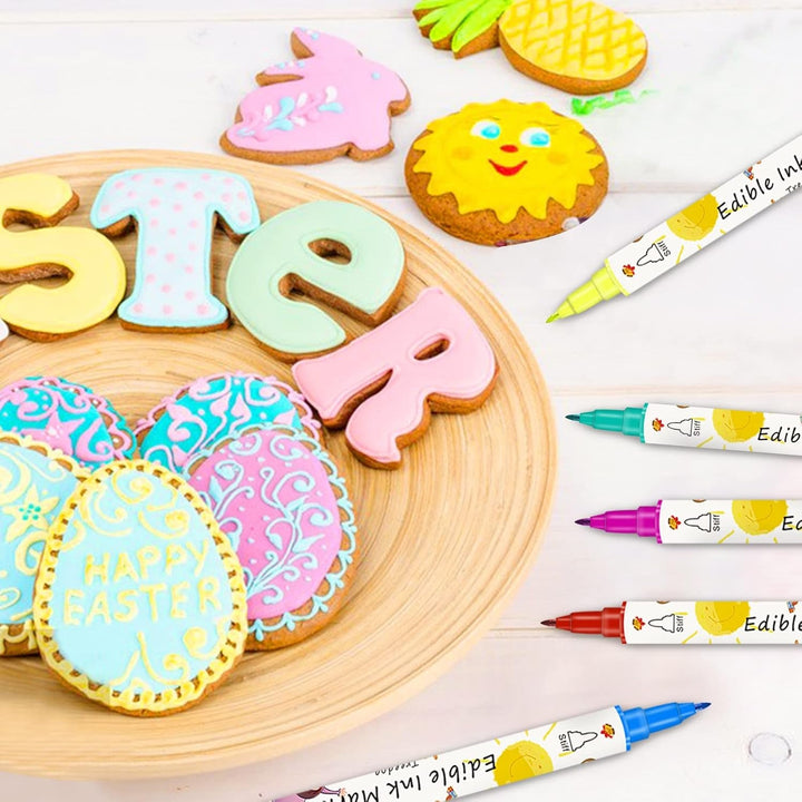 Lebensmittelfarbe Stifte Backen,12Pc Fondant Lebensmittelfarbstifte,Essbare Lebensmittel Stift,Diy Ostereier Geburtstag Zum Dekorieren,Lebensmittelfarbstoffe Gourmet-Schreiber Für Kuchen,Kekse,Dessert