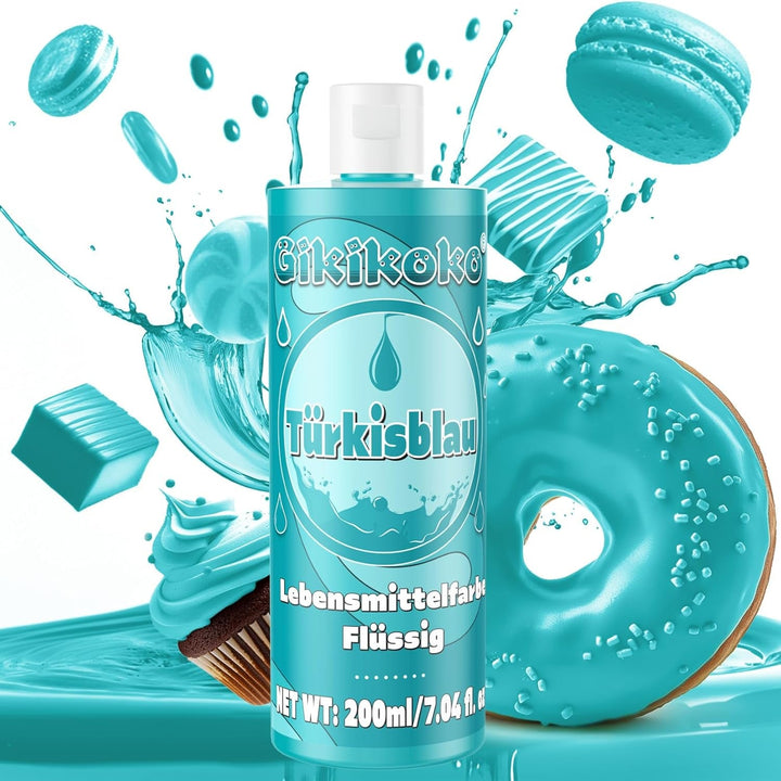 Lebensmittelfarbe - Gikikoko 200Ml Lebensmittelfarbe Flüssig Hoch Konzentriert, Lebensmittelfarben, Food Coloring Für Backen, Macaron, Cake, Jello, Fondantieren, Kuchen, DIY Slime (Blau)
