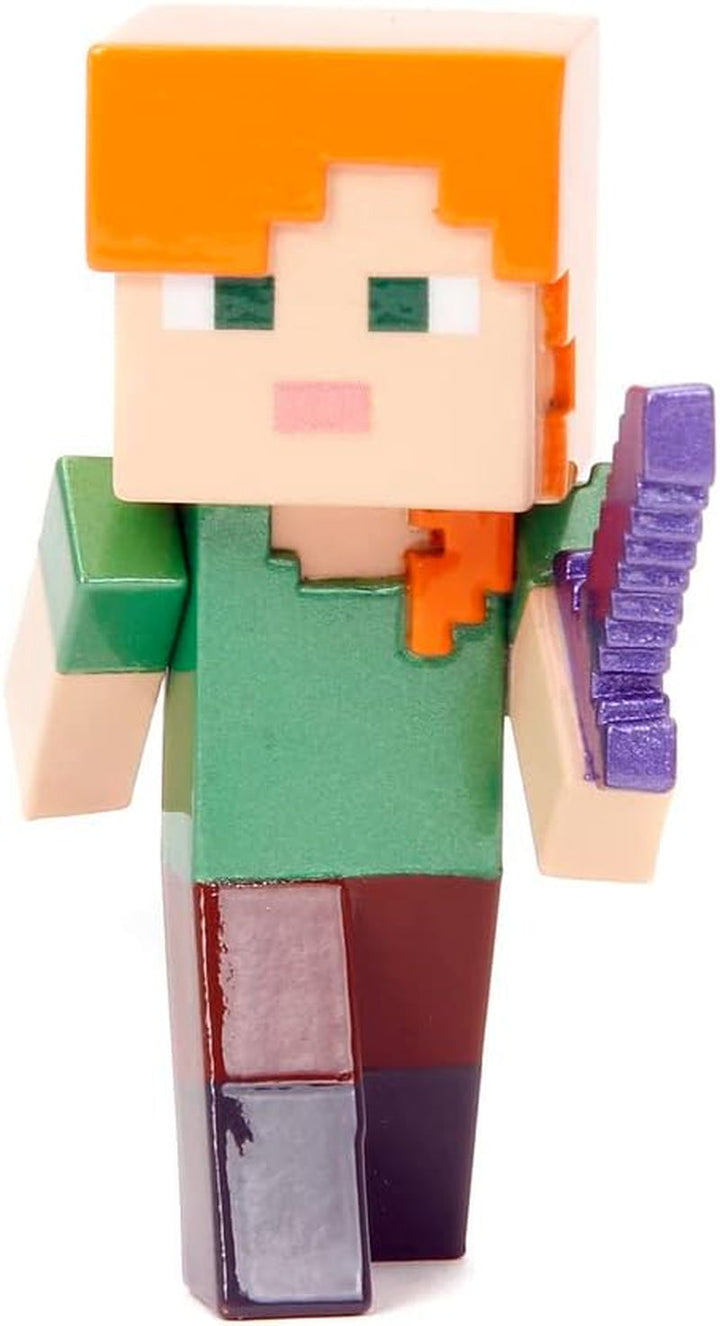 Jada Toys Minecraft Figure Set (4 bucăți) Fabricat din metal - Minecraft Caves & Cliffs Personaje de colecție (Steve, Alex, Creeper și Warden) Pentru gameri și colecționari de peste 8 ani, 6 cm fiecare