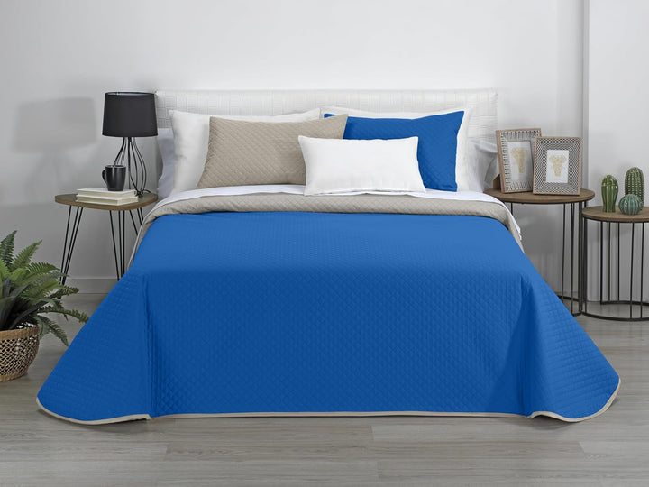 Estoralis | AVA | Cuvertură Boutique Reversibilă | Pentru toate anotimpurile | Culoare - gri/albastru | Pentru pat de 120/135 cm. pat. (230 X 270 Cm. Ancho X Alto) | Cuvertură cu matlasare