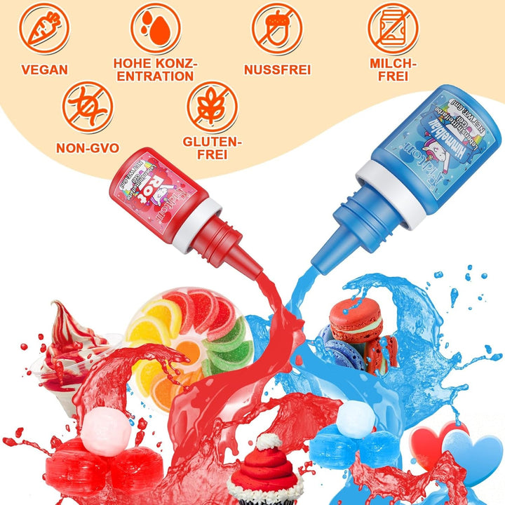 Lebensmittelfarbe Gel - Fidton 12 Farben Hochkonzentrierte Lebensmittelfarben, Food Coloring Set Für Lebensmittel Farben, Fondant, Essbare Tortendeko, Eier Färben, Backen, Glasur, Makronen - 6 Ml