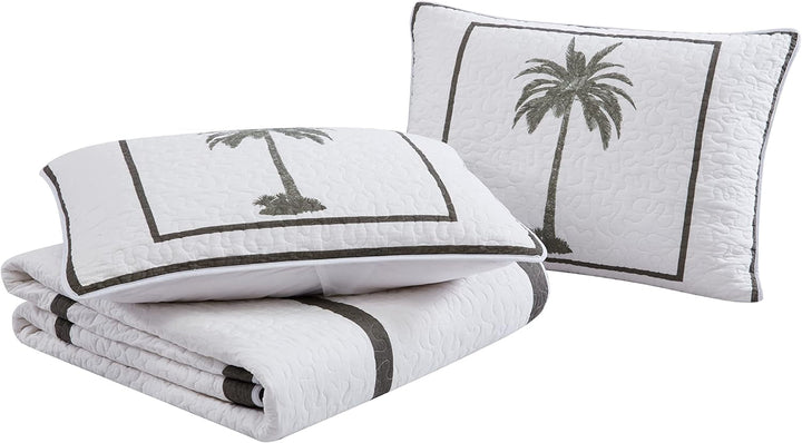 Tommy Bahama Palm Island Collection | Cuvertură - 100% bumbac, reversibilă, moale și respirabilă, pre-spălată pentru un plus de moliciune, pat king size, gri