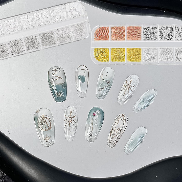 2 Boxen Nail Art Strasssteine, Mit Pinzette Nägel Flatback Perlen Nail Charms Mit Kristallen Nagelzubehör Diamanten Edelstahl-Perlen Für Nagelschmuck