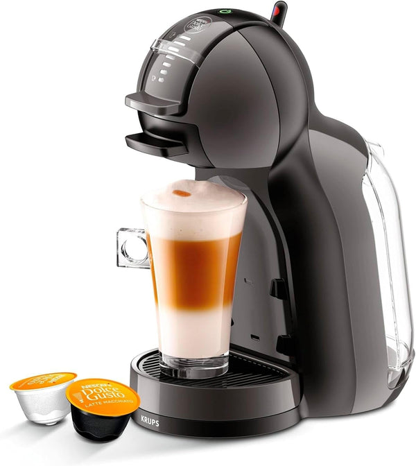 Aparat de cafea cu capsule Krups Nescafé Dolce Gusto Mini Me Cu 15 bar presiune, capacitate 0,8 litri băuturi reci sau calde, Play & Select, termoblock, 35 tipuri de cafea, negru, KP1238
