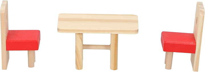 Marionette Wooden Toys - Casă de păpuși din lemn cu mobilier și păpuși - 11 bucăți