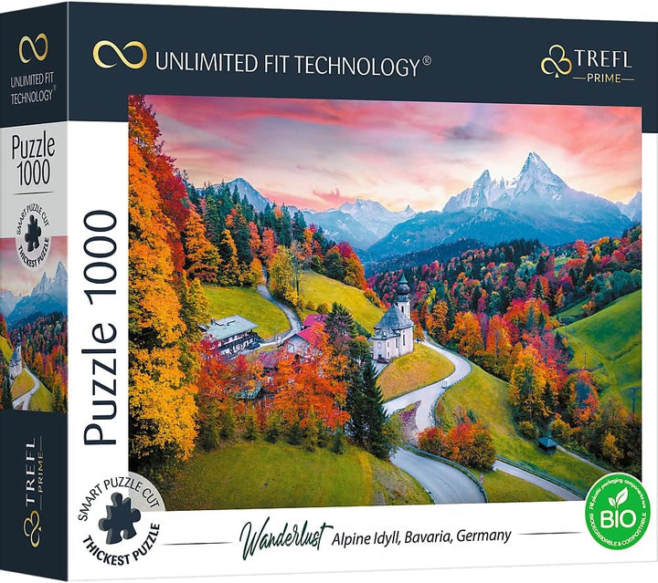 Trefl 26196 1500 elemente, carton cel mai gros, organic, ECO, Italia, apus de soare, divertisment pentru adulți și copii de la 12 ani, Uft-Puzzle Romantic Sunset: Vernazza, Liguria, Italia