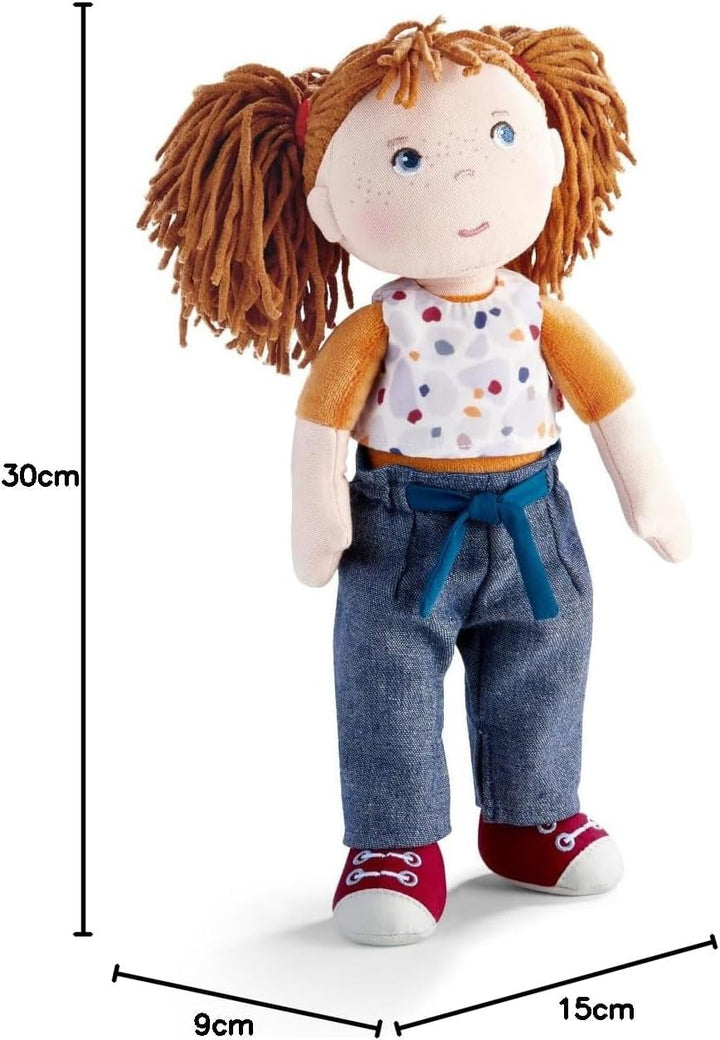 Păpușă HABA Malou - Păpușă mare de cârpă de 30 cm cu care te poți juca și pe care o poți îmbrățișa - Materiale moi și lavabile - Alternativă ideală la o păpușă de pluș - Potrivit pentru copii cu vârsta de 1,5 ani și peste - 2010818001
