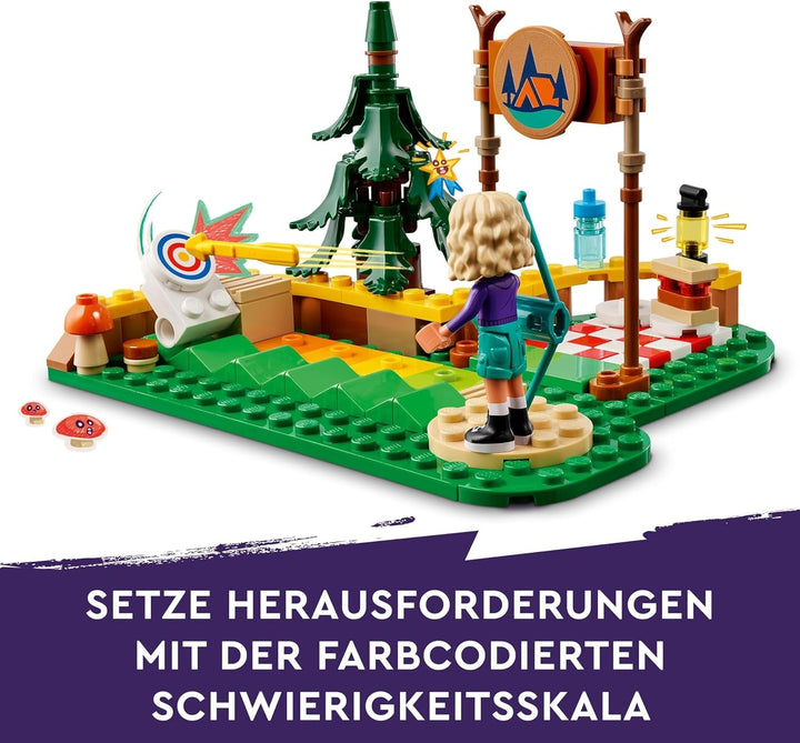 LEGO Friends Archery at Adventure Camp, jucărie de construcție pentru copii cu arc și săgeată, 2 figurine și o chiuvetă, pentru fete și băieți cu vârsta de 6+ 42622