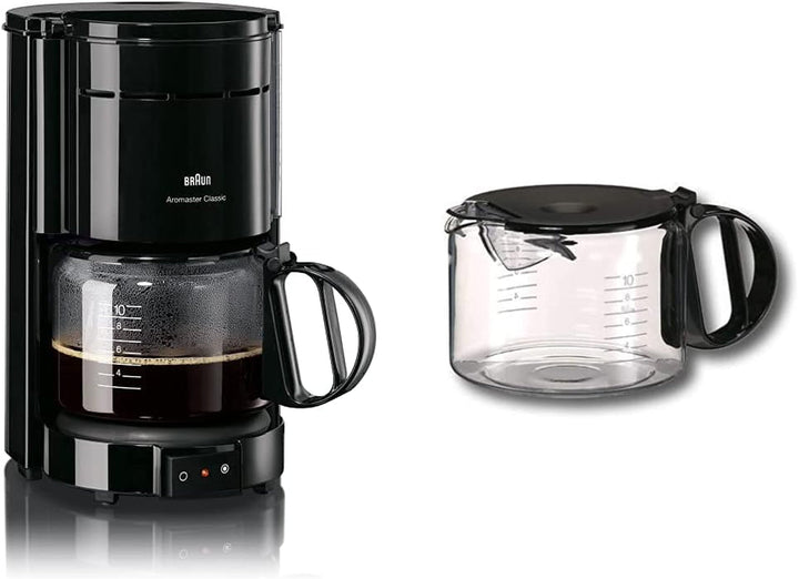 Espressor Braun KF 47 BK - Espressor cu filtru și cană de sticlă pentru cafea clasică la filtru, cafea aromatică datorită sistemului Optibrew, sistem anti-picurare, oprire automată, negru