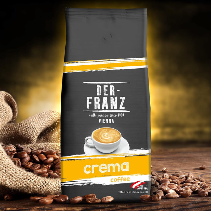 DER-FRANZ Kaffee Crema, Intensität 4/5, 100% Arabica, Ganze Kaffeebohnen, 4 X 1000 G