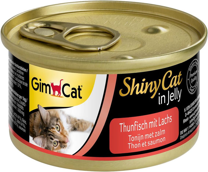Gimcat Shinycat in Jelly Tuna - hrană umedă cu pește și taurină pentru pisici - 24 cutii (24 X 70 G)