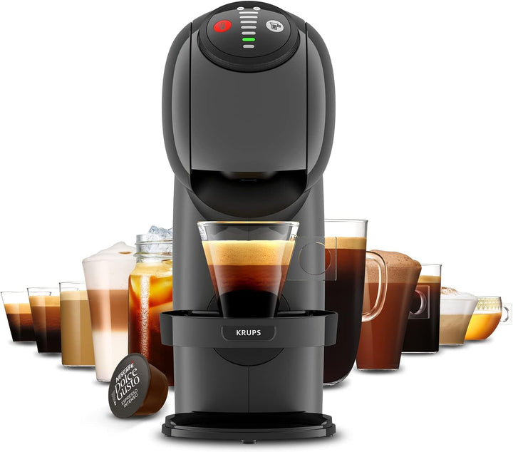 NESCAFÉ Dolce Gusto Genio S de la KRUPS, aparat de cafea cu capsule, 15 bar, ultracompact, presiune înaltă, peste 30 de creații de cafea, dimensiune selectabilă a băuturii, oprire automată, antracit, KP243B