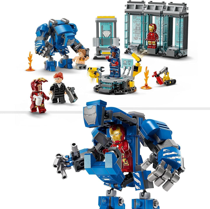 LEGO Marvel Laboratorul lui Iron Man: Sala armurii - jucărie de supererou cu o figură Mech, 5 minifigurine, inclusiv Aldrich Killian - cadou Avengers pentru băieți și fete cu vârsta de 8+ 76315