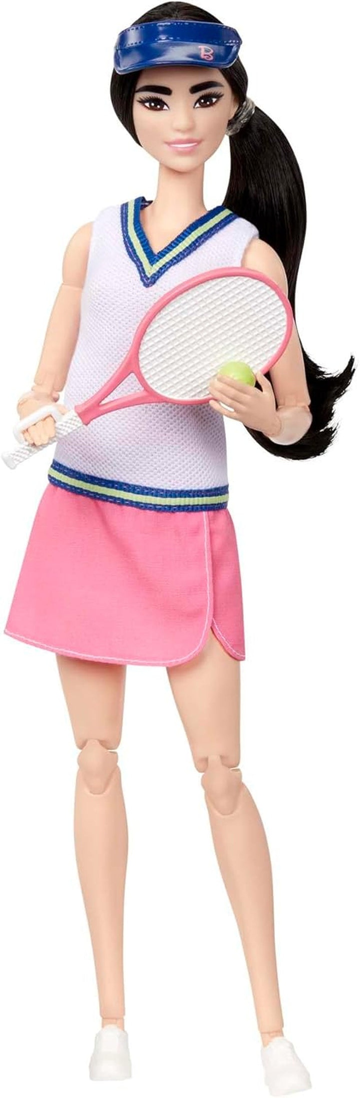 Barbie Made to Move - Jucătoare de tenis cu rachetă și minge - Păpușă cu 22 de articulații pentru o distracție realistă în timpul jocului, pentru fanii tenisului și copiii cu vârsta de 3 ani și peste, HKT73