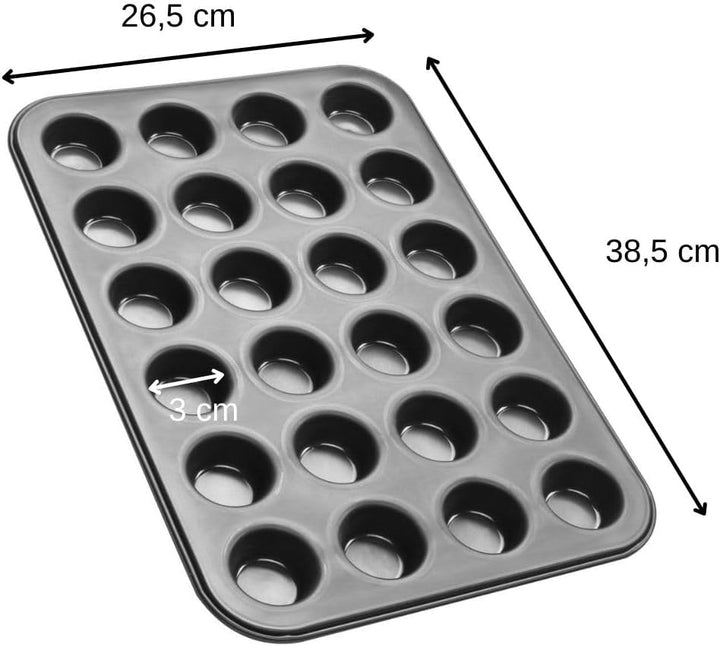 Zenker 6541 Black Metallic 24Er Mini-Muffinform – Antihaftbeschichtet Für Perfekte Mini-Muffins, Ø 4,5 Cm, Made in Germany