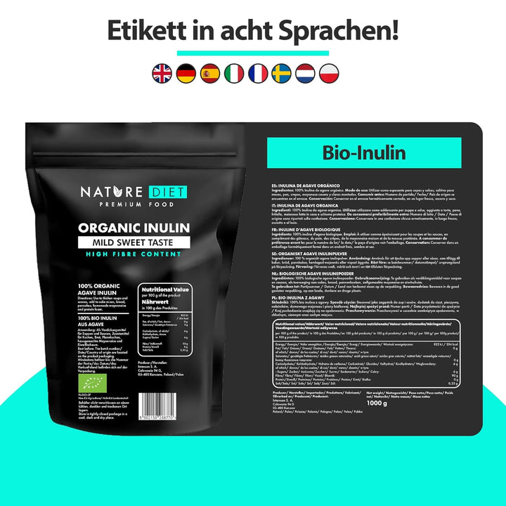 Nature Diet - Bio-Inulin 1 Kg | Aus Agave | Natürliches Präbiotikum