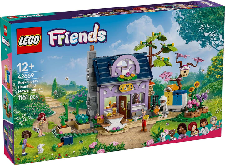 LEGO Friends House And Flower Garden The Beekeeper, set de construcție, set de joacă în natură, cadou pentru fete de la 12 ani, set cu model construibil, 4 minifigurine și figuri de animale, pisică și iepure 42669