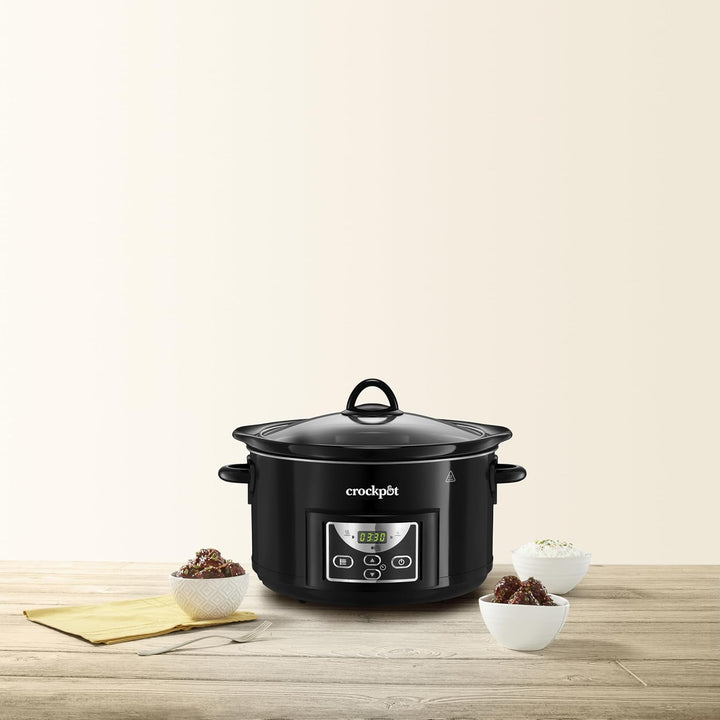 Crock-Pot Schongarer | 4,7 L (Bis Zu 5 Personen) | Programmierbare Zeitschaltuhr | Schwarz [SCCPRC507B]