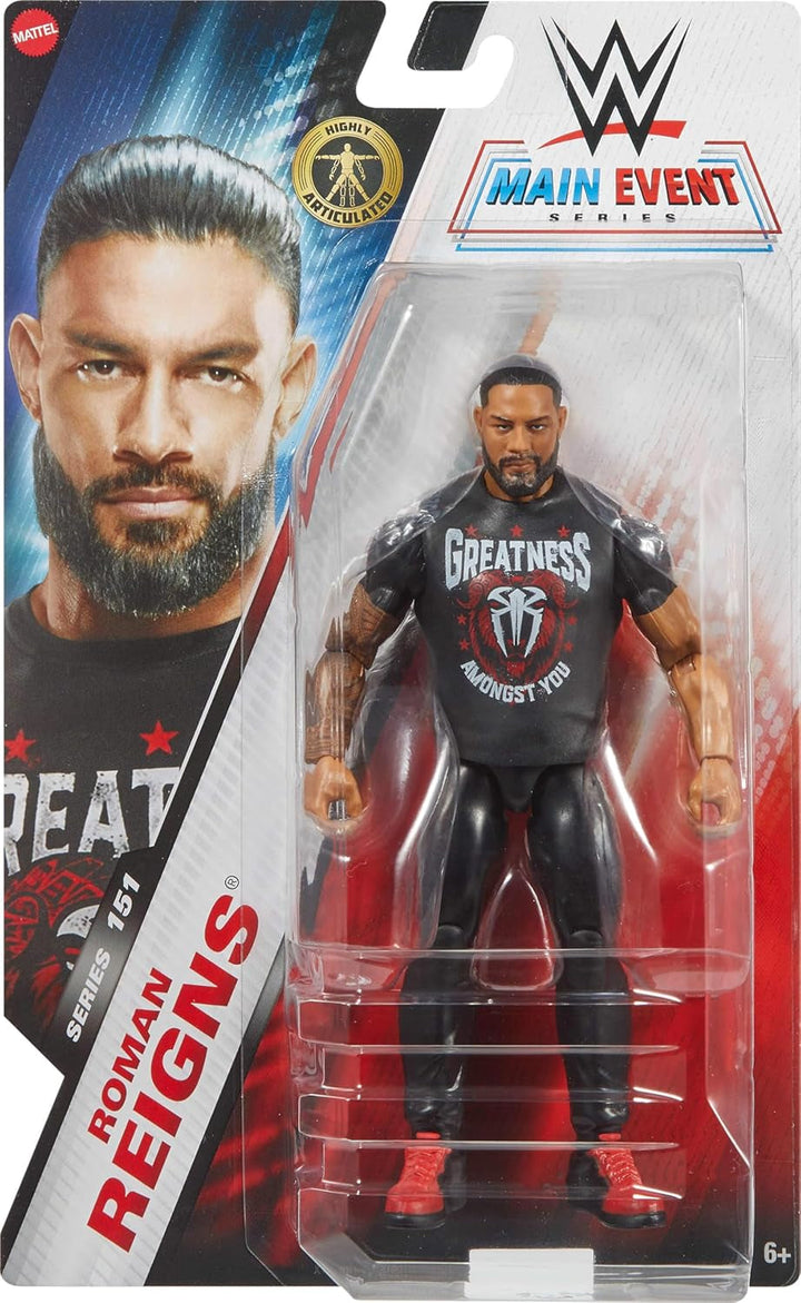 Mattel WWE Roman Reigns Action Figure, Main Battle Series #151, Aprox. 15cm inaltime Figura de colectie cu 10 puncte de miscare si aspect realist, JCV27