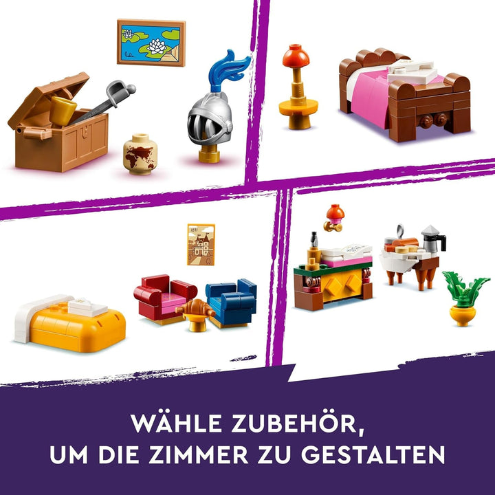 Castelul LEGO Friends cu cazare de vacanță, hotel Playset pentru copii și adolescenți de la 12 ani cu 4 figurine, câine și accesorii, idee de cadou pentru fete și băieți 42638