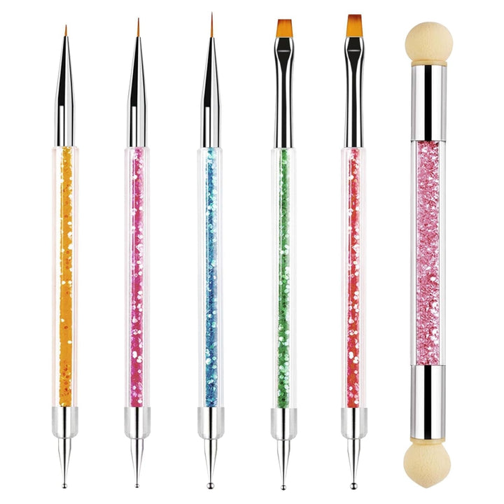 Sularpek 6 Stück Nagel Pinsel, Nail Art Pinsel, Pinsel Nageldesign, Nagel Pinsel Set, Nail Art Dotting Tools Mit 1 Sponge Brush Applikator, Nageldesign Zubehör Für DIY Nail Art Design