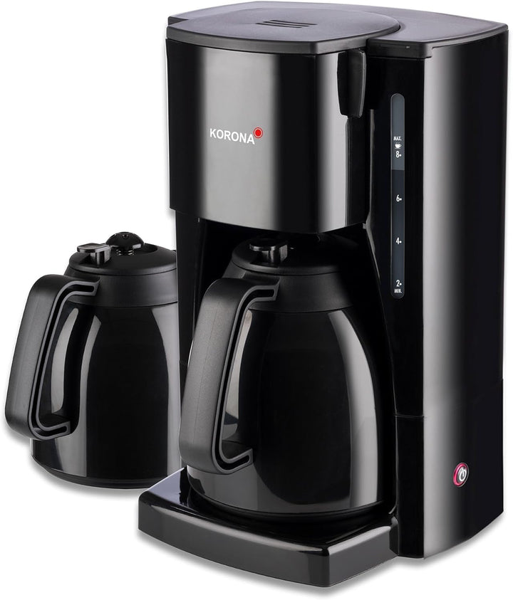 Korona 10311 Cafetieră cu ulcior termo suplimentar - filtru de cafea cu capacitate pentru 8 cești de cafea, negru