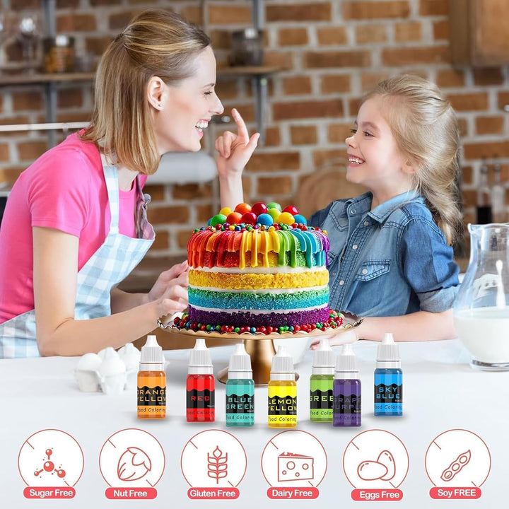 Lebensmittelfarbe Flüssig 10Ml×10 Farben Konzentrierte Flüssige Kuchenglasur Lebensmittelfarbe-Set Zum Backen, Dekorieren, Kochen Und Fondant. Vibrant Rainbow Food Colors Farbstoff Für Heimwerker
