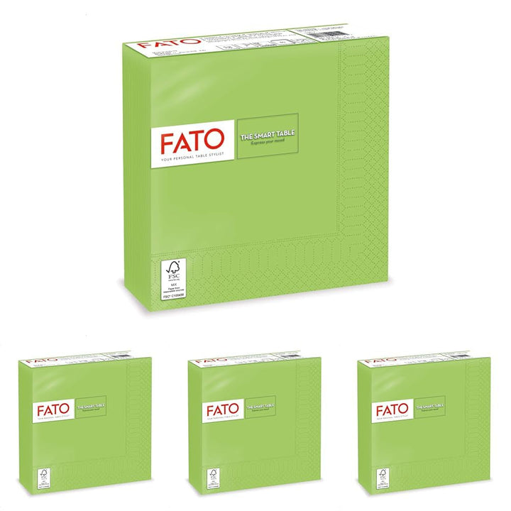 , Șervețele de hârtie de unică folosință, Ideal pentru prânzuri informale și bufete, Pachet de 50 șervețele, Dimensiune 33X33, 4 ori pliate, 2 straturi, Culoare verde măr, 100% hârtie din celuloză pură, FSC