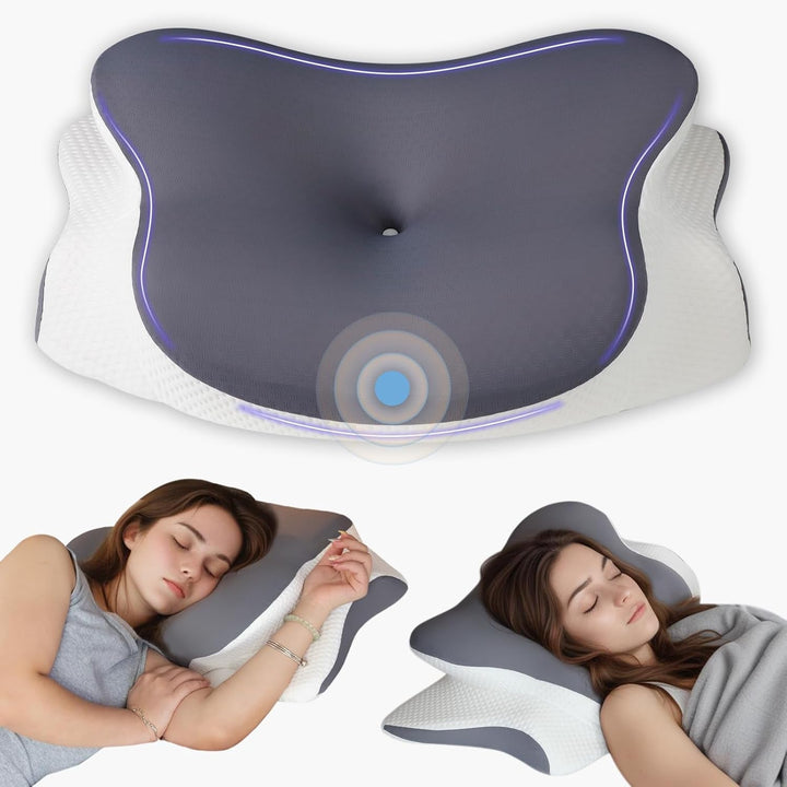 Pernă pentru gât Pernă ortopedică pentru cap Pernă din spumă de memorie Pernă pentru impact lateral - Design ergonomic Cu formă goală Pentru impact lateral, dorsal și abdominal Gri deschis
