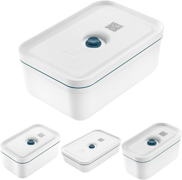 Zwilling Fresh & Save set de 4 cutii de prânz cu vid (mărimea cutiei de prânz S, M, L și L plat), Păstrează alimentele proaspete pentru mai mult timp, Material: Plastic, Culoare: Alb-La Mer Cutii depozitare alimente Naty Shop Titlu implicit
