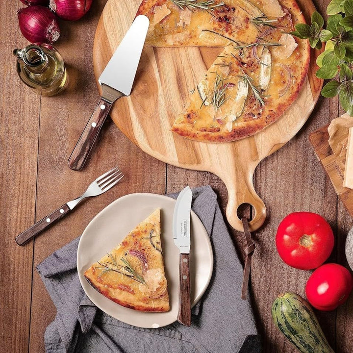 Tramontina PIZZA Besteck, 8-Tlg Set, Für 4 Personen, Rostfreier Edelstahl, Fsc-Zertifizierte Holzgriffe, Spülmaschinenfest