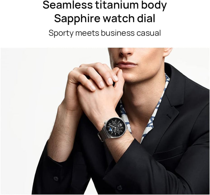 Ceas inteligent Huawei Watch GT 3 Pro 46mm, carcasă din titan, cristal de safir, mod de scufundare, durată lungă de viață a bateriei, încărcare wireless, monitorizarea ritmului cardiac și SpO2, apeluri prin Bluetooth, versiune germană, maro