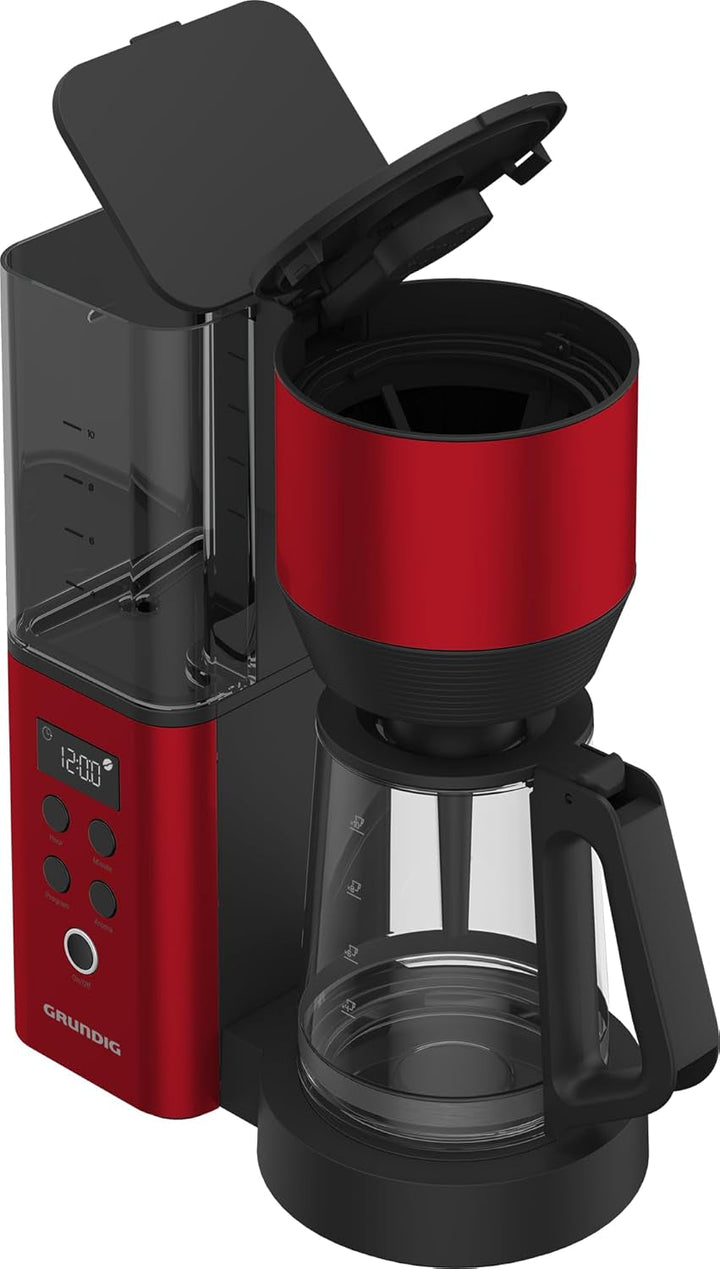 GRUNDIG KM8440 Cafetieră cu filtru digital, roșu, 1000 W, 1,25 litri